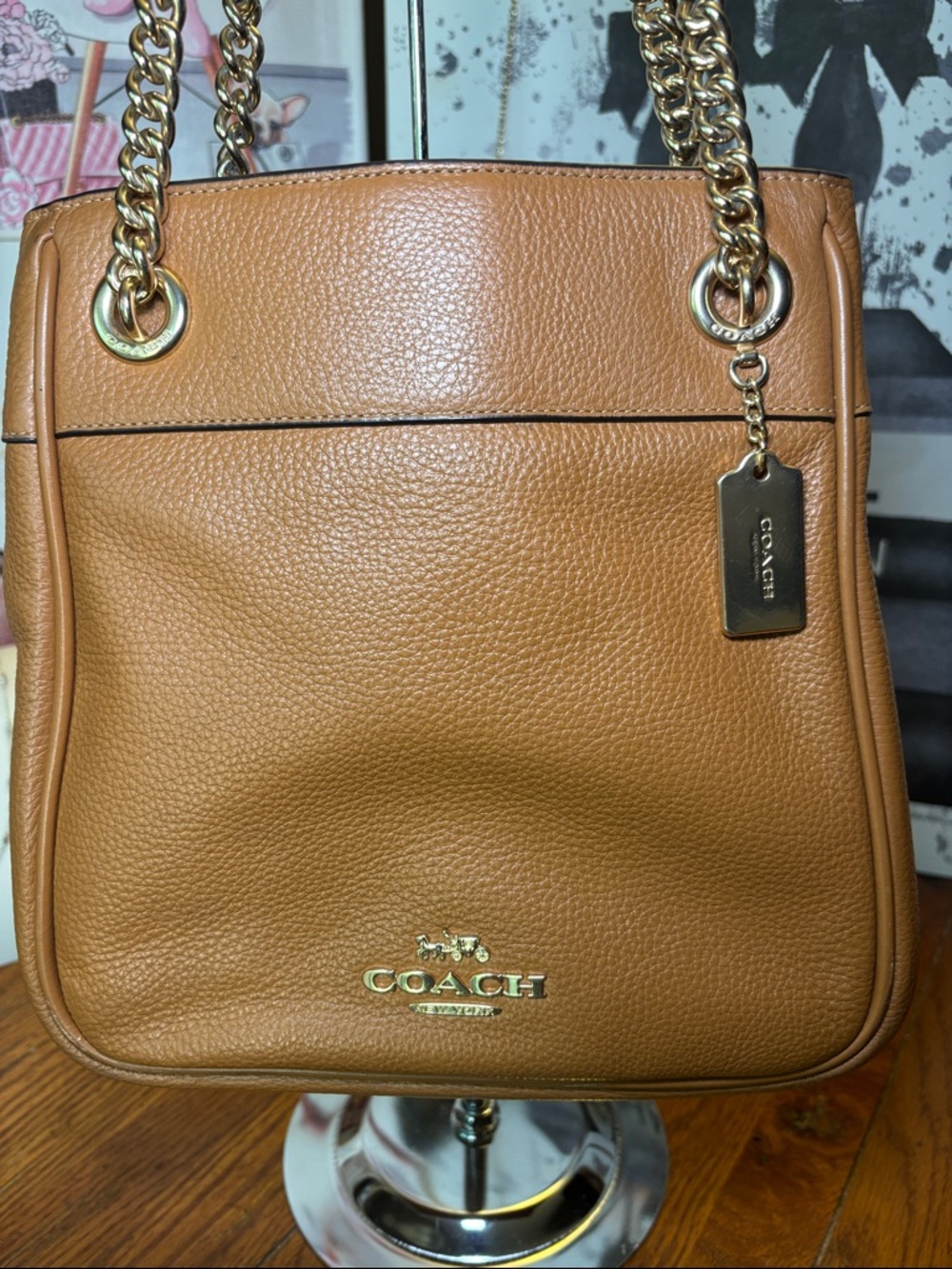 Coach Mollie Tote 25 Pebble Leather Saddle Crossbody Shoulder Bag C8415